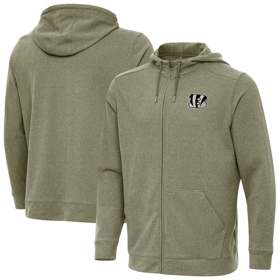 Men's Antigua Olive Cincinnati Bengals Effortless Full-Zip Hoodie Jacket