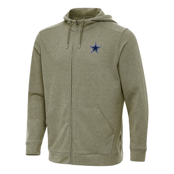Men's Antigua Olive Dallas Cowboys Effortless Full-Zip Hoodie