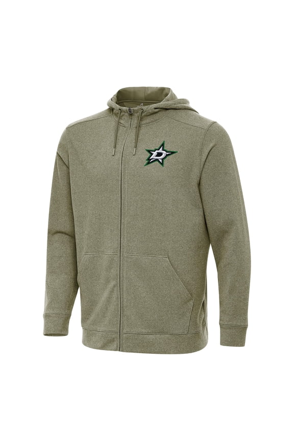 Men's Antigua Olive Dallas Stars Effortless Full-Zip Hoodie Jacket