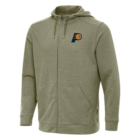 Men's Antigua Olive Indiana Pacers Effortless Full-Zip Hoodie Jacket