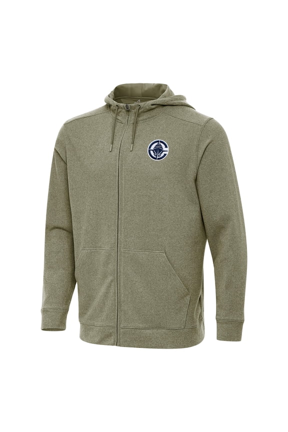 Men's Antigua Olive LA Clippers Effortless Full-Zip Hoodie Jacket