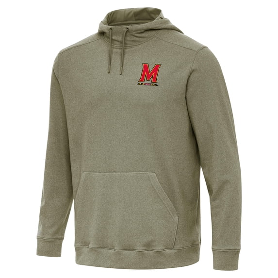 Men's Antigua Olive Maryland Terrapins Cloud Pullover Hoodie