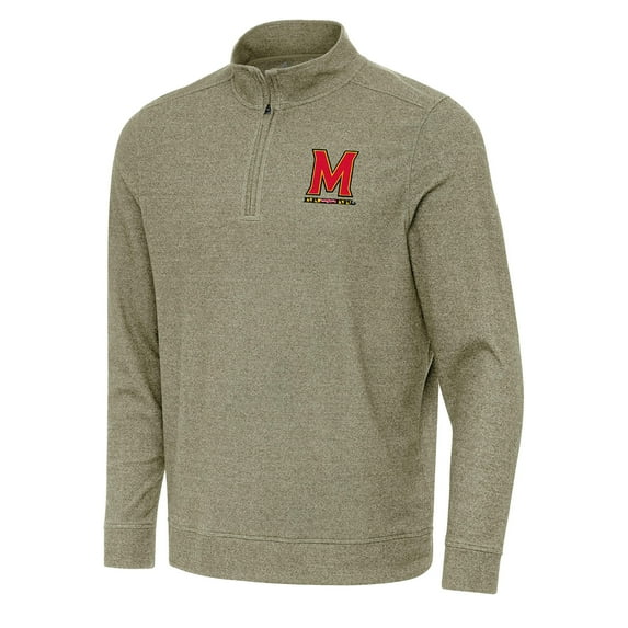 Men's Antigua Olive Maryland Terrapins Subtle Quarter-Zip Sweatshirt