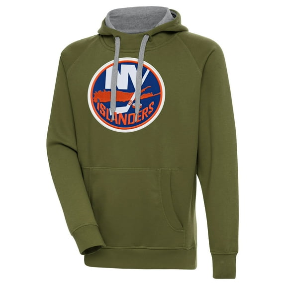 Men's Antigua Olive New York Islanders Victory Pullover Hoodie
