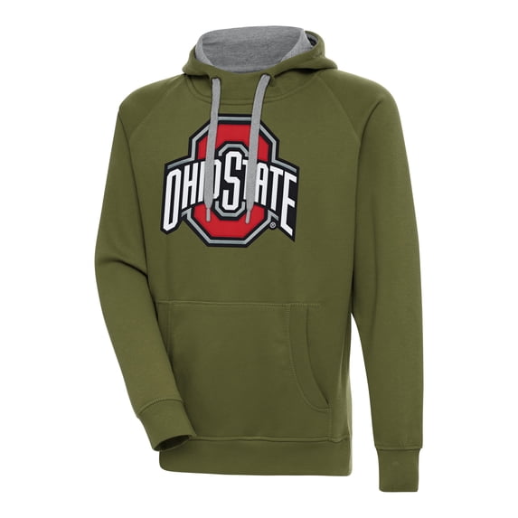 Men's Antigua Olive Ohio State Buckeyes Victory Pullover Hoodie