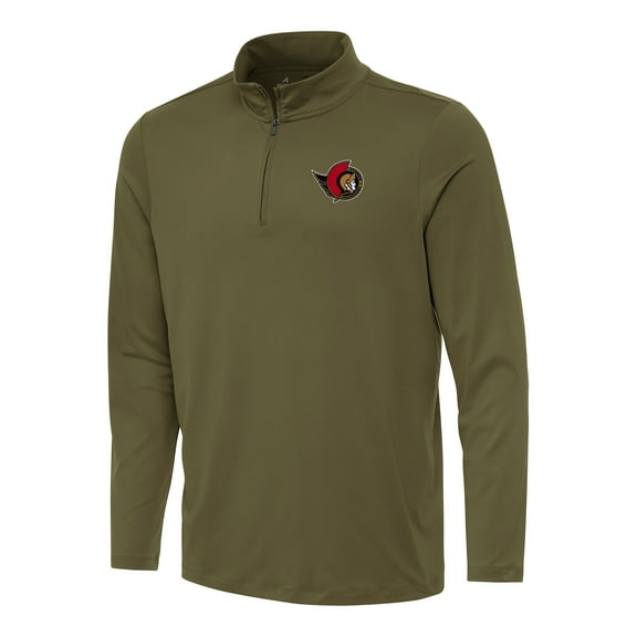 Men's Antigua Olive Ottawa Senators Reprocess Quarter-Zip Top