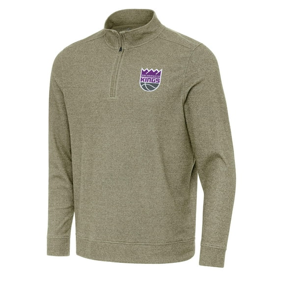 Men's Antigua Olive Sacramento Kings Subtle Quarter-Zip Sweatshirt