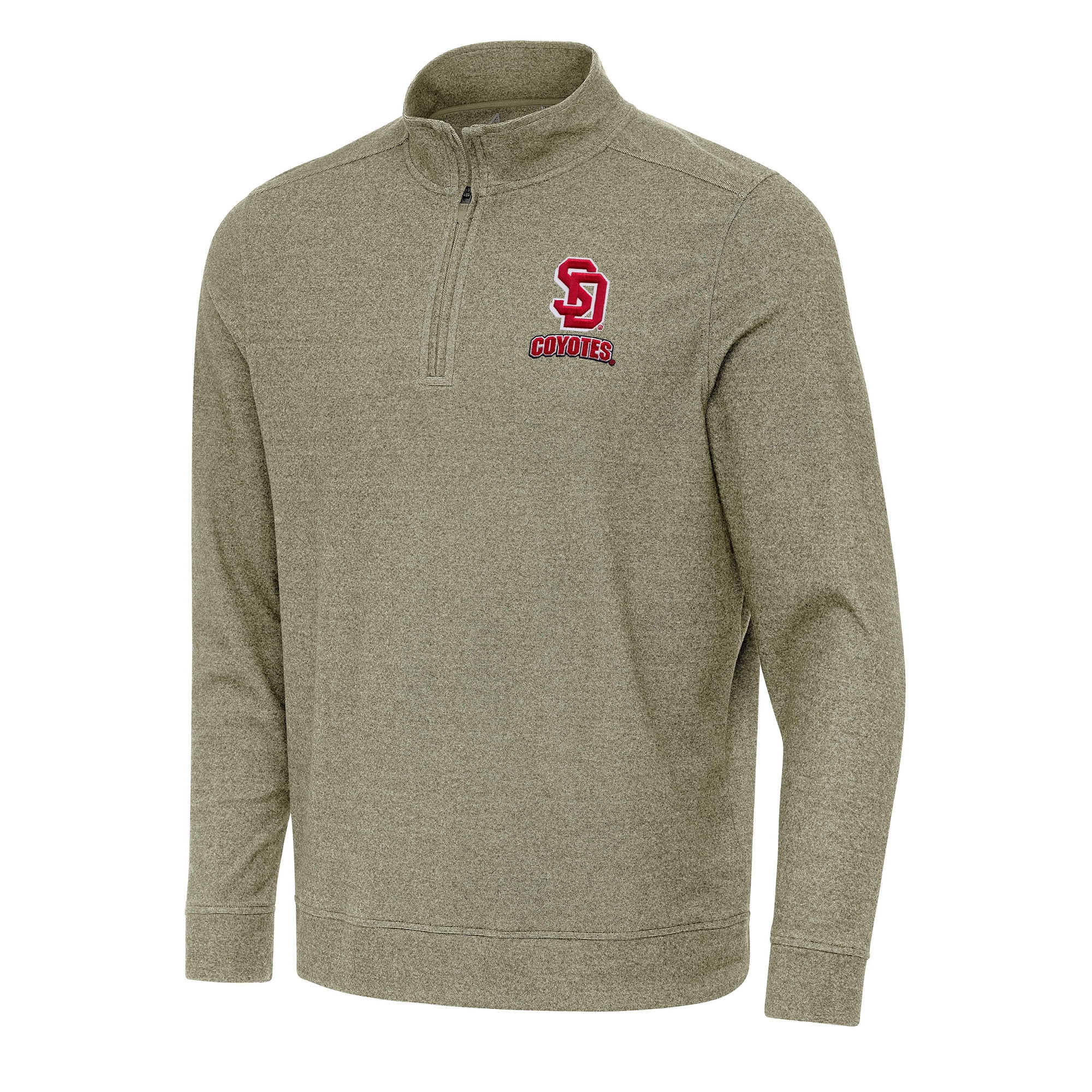 Men's Antigua Olive South Dakota Coyotes Subtle QuarterZip Sweatshirt