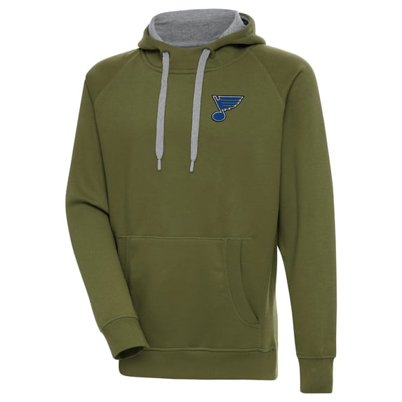 Men's Antigua Olive St. Louis Blues Victory Pullover Hoodie
