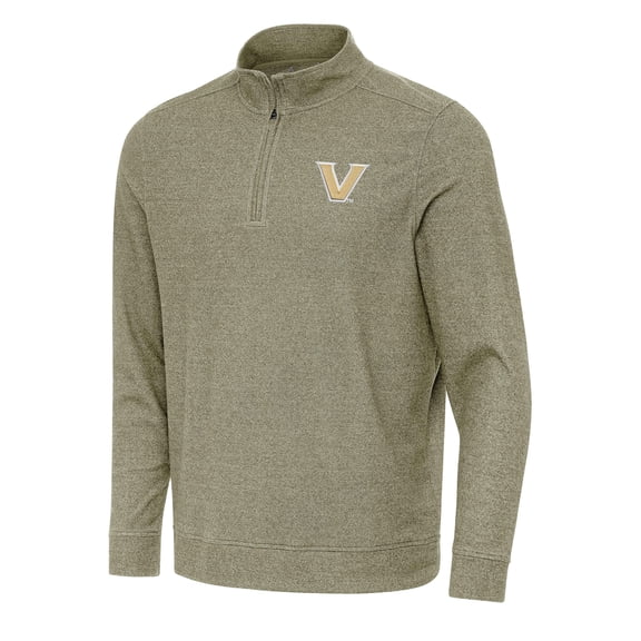 Men's Antigua Olive Vanderbilt Commodores Subtle Quarter-Zip Sweatshirt