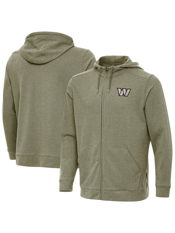 Men's Antigua Olive Washington Commanders Effortless Full-Zip Hoodie Jacket