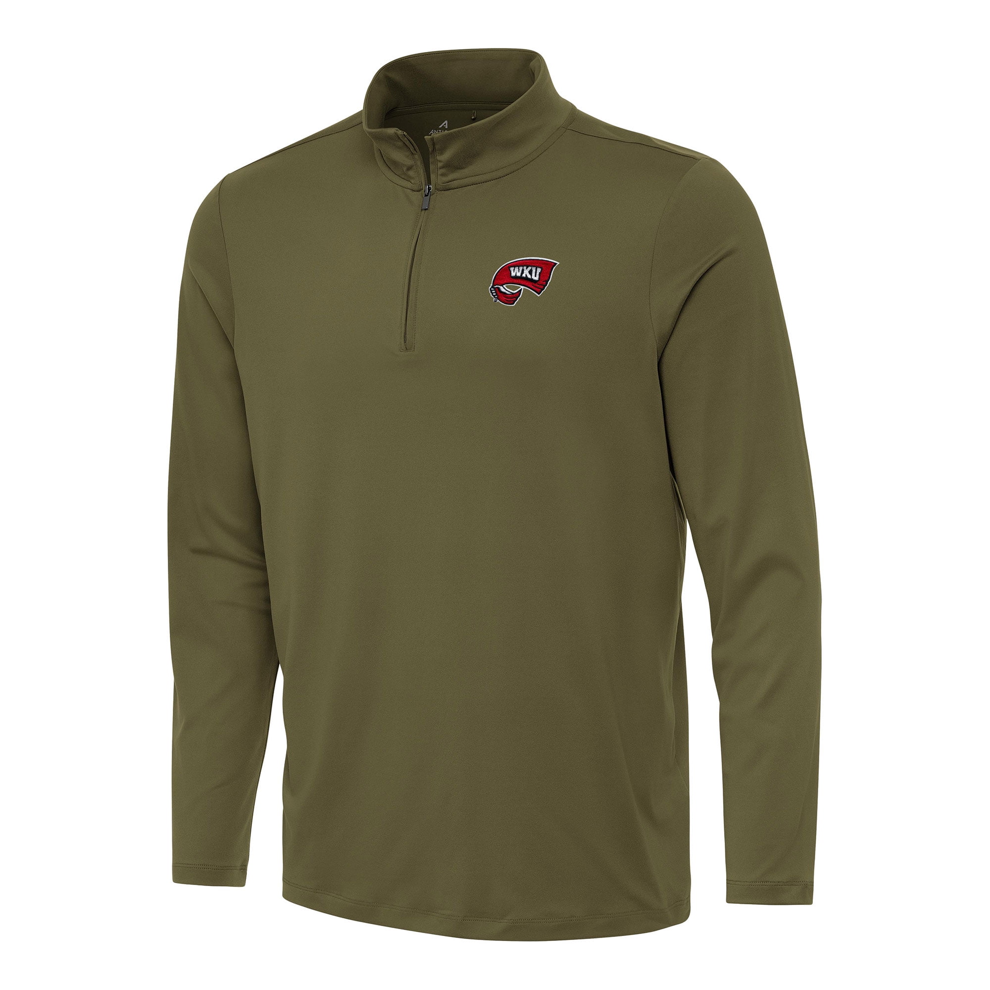 Men's Antigua Olive Western Kentucky Hilltoppers Reprocess QuarterZip