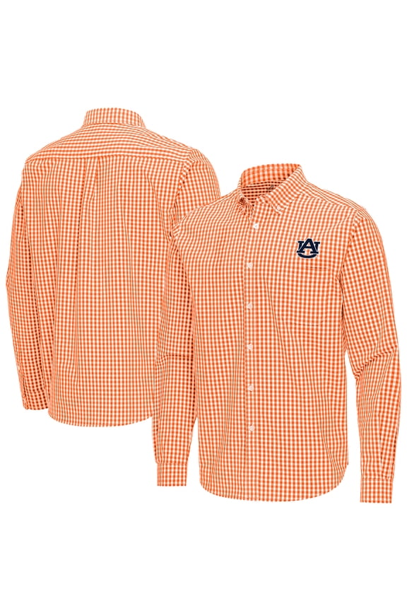 Men's Antigua Orange Auburn Tigers Ellis Woven Tri-Blend Long Sleeve Button-Down Shirt