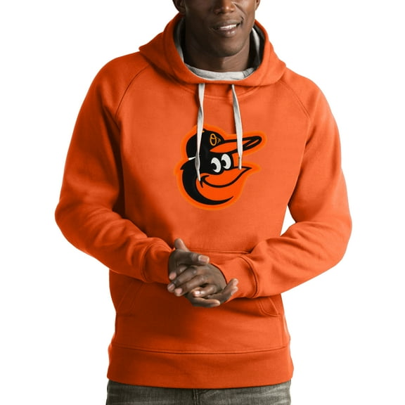Men's Antigua Orange Baltimore Orioles Victory Pullover Hoodie
