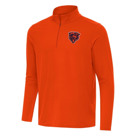 Men's Antigua Orange Chicago Bears Intent Quarter-Zip Pullover Top
