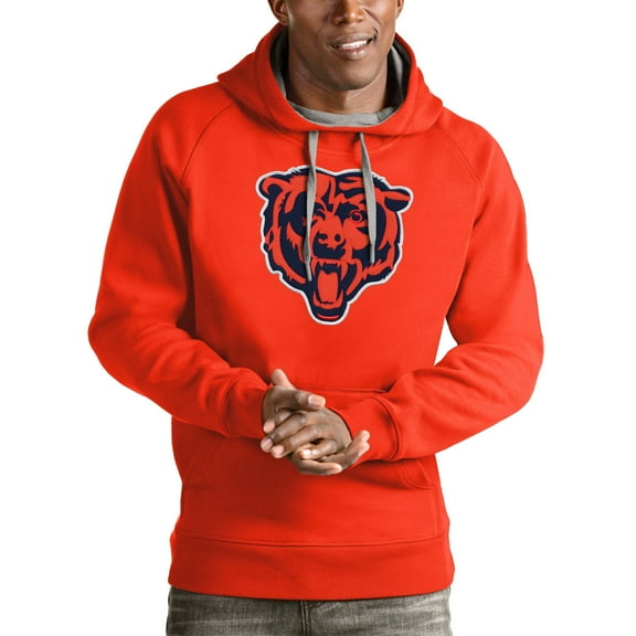 Men's Antigua Orange Chicago Bears Victory Pullover Hoodie