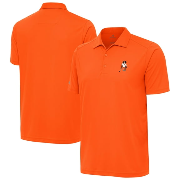 Men's Antigua Orange Clemson Standing Tiger Golf Tribute Polo