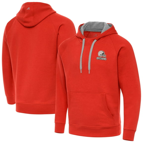 Men's Antigua Orange Cleveland Browns Brushed Carbon Victory Pullover Hoodie