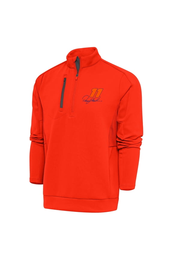 Men's Antigua Orange Denny Hamlin Generation Quarter-Zip Pullover Top