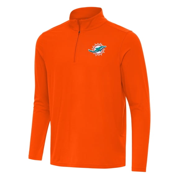 Men's Antigua Orange Miami Dolphins Intent Quarter-Zip Pullover Top