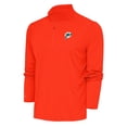 thumbnail image 1 of Men's Antigua Orange Miami Dolphins Team Logo Throwback Tribute Quarter-Zip Pullover Top, 1 of 1