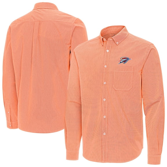 Men's Antigua Orange Oklahoma City Thunder Porter Woven Long Sleeve Button-Down Shirt