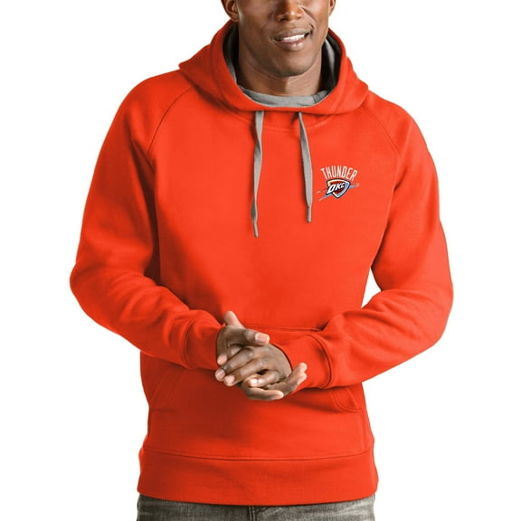 Men's Antigua Orange Oklahoma City Thunder Victory Pullover Hoodie