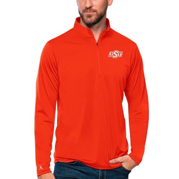 Men's Antigua Orange Oklahoma State Cowboys Tribute Quarter-Zip Top