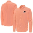 thumbnail image 1 of Men's Antigua Orange Philadelphia Flyers Porter Woven Tri-Blend Long Sleeve Button-Down Shirt, 1 of 3