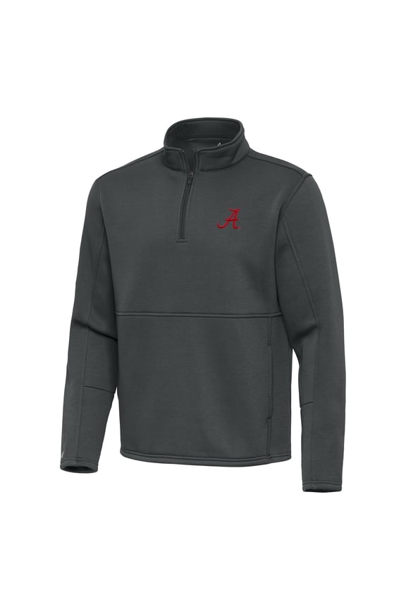 Men's Antigua Pewter Alabama Crimson Tide Twist Quarter-Zip Pullover Jacket