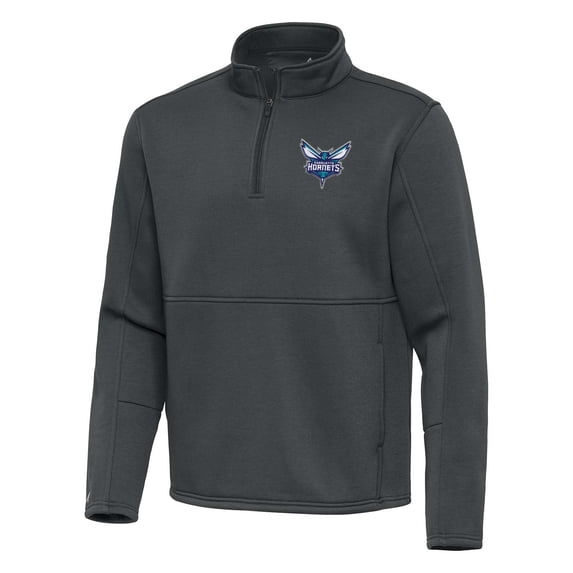 Men's Antigua Pewter Charlotte Hornets Twist Quarter-Zip Pullover Top