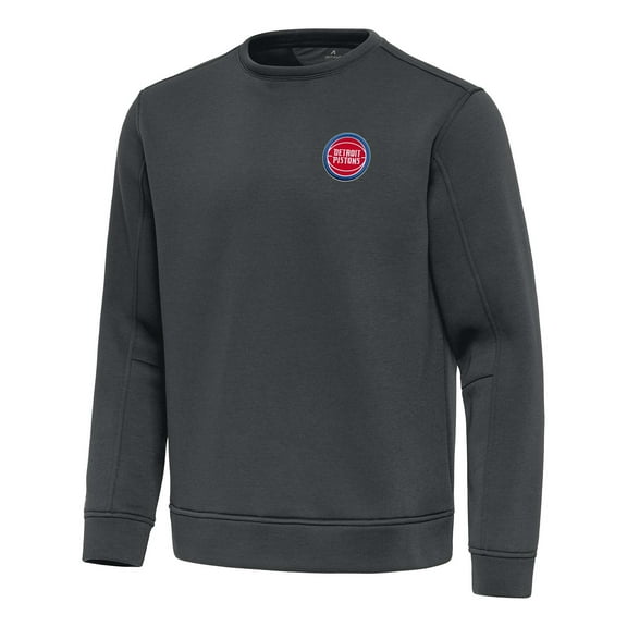 Men's Antigua  Pewter Detroit Pistons Relevant Pullover Sweatshirt