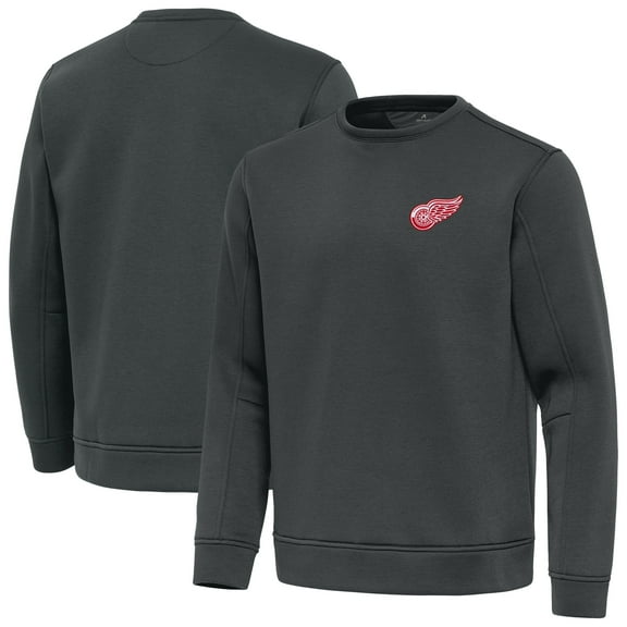 Men's Antigua Pewter Detroit Red Wings Relevant Lightweight Pullover Sweatshirt