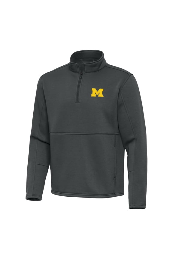 Men's Antigua Pewter Michigan Wolverines Twist Quarter-Zip Pullover Jacket