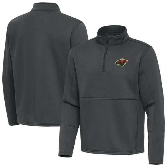 Men's Antigua Pewter Minnesota Wild Twist Quarter-Zip Pullover Jacket