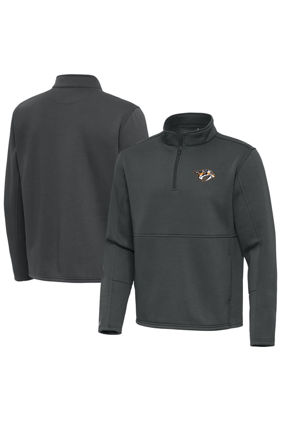 Men's Antigua Pewter Nashville Predators Twist Quarter-Zip Pullover Jacket