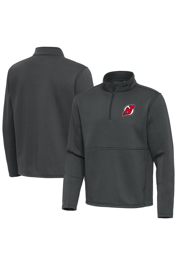Men's Antigua Pewter New Jersey Devils Twist Quarter-Zip Pullover Jacket