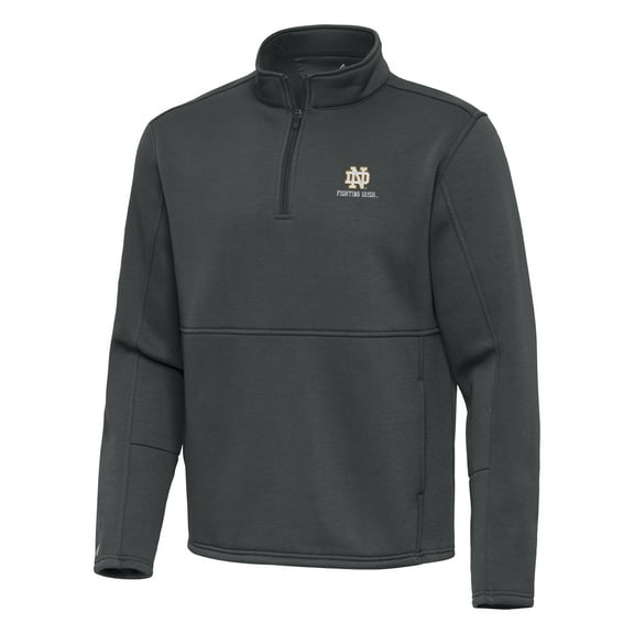 Men's Antigua Pewter Notre Dame Fighting Irish Twist Quarter-Zip Pullover Jacket