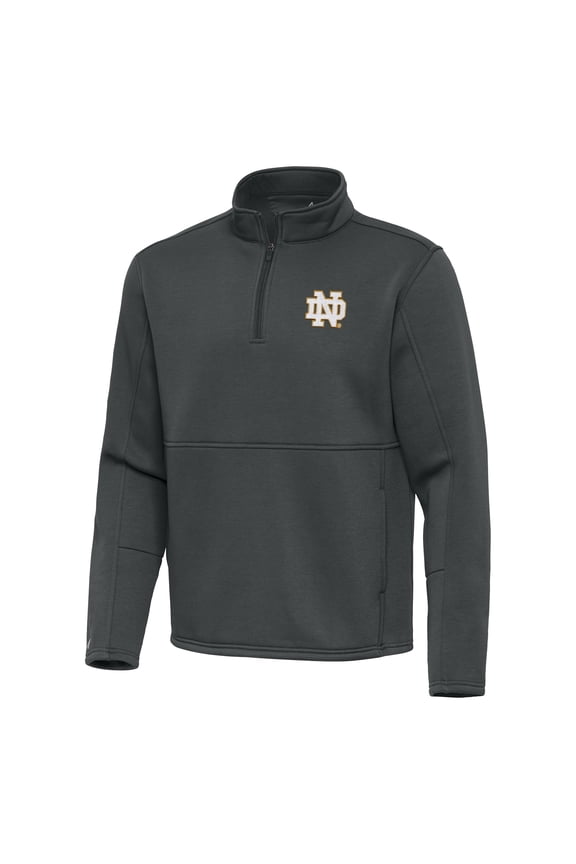 Men's Antigua Pewter Notre Dame Fighting Irish Twist Quarter-Zip Pullover Jacket