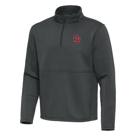 Men's Antigua Pewter Oklahoma Sooners Twist Quarter-Zip Pullover Jacket
