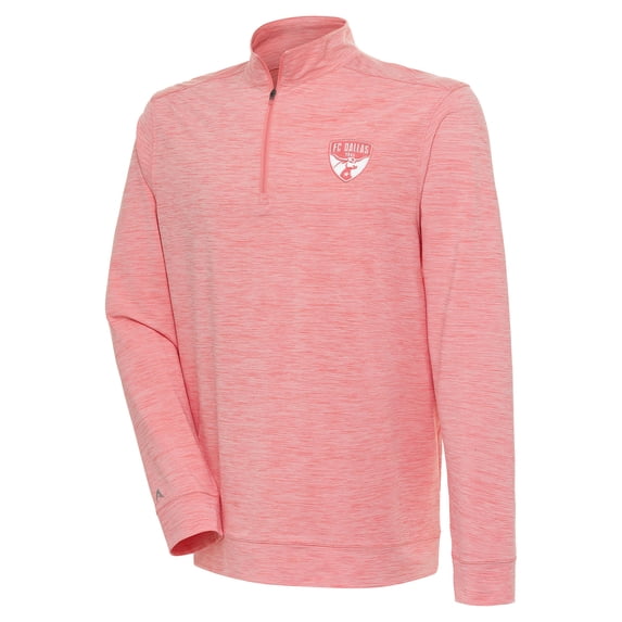 Men's Antigua Pink FC Dallas White Logo Bright Quarter-Zip Pullover Top