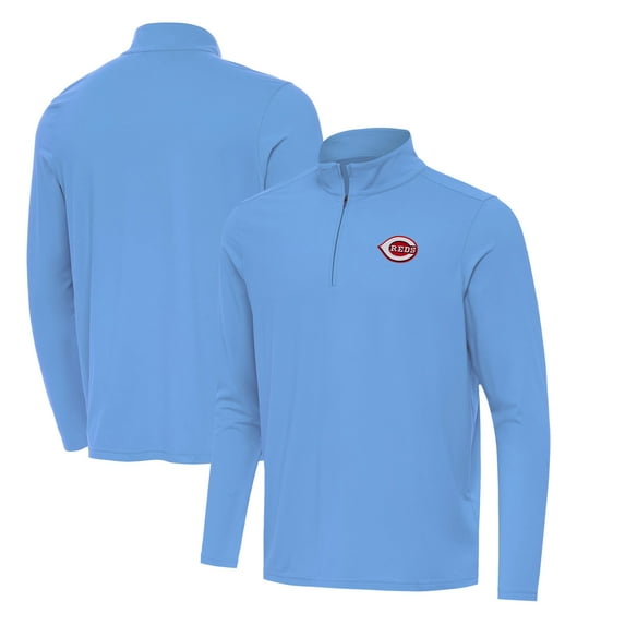 Men's Antigua Powder Blue Cincinnati Reds Intent Quarter-Zip Top
