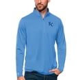 thumbnail image 1 of Men's Antigua Powder Blue Kansas City Royals Tribute Quarter-Zip Pullover Top, 1 of 1