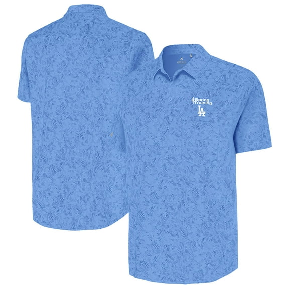 Men's Antigua Powder Blue Los Angeles Dodgers Cactus Spring Training Lush Button-Up Shirt