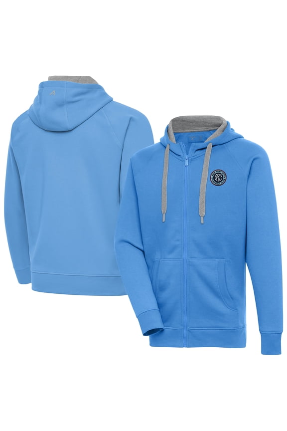 Men's-Antigua Powder Blue New York City FC Victory Fleece Raglan Full-Zip Hoodie