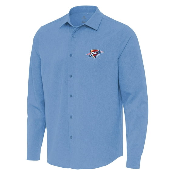 Men's Antigua Powder Blue Oklahoma City Thunder Exposure Woven Long Sleeve Button-Up Shirt