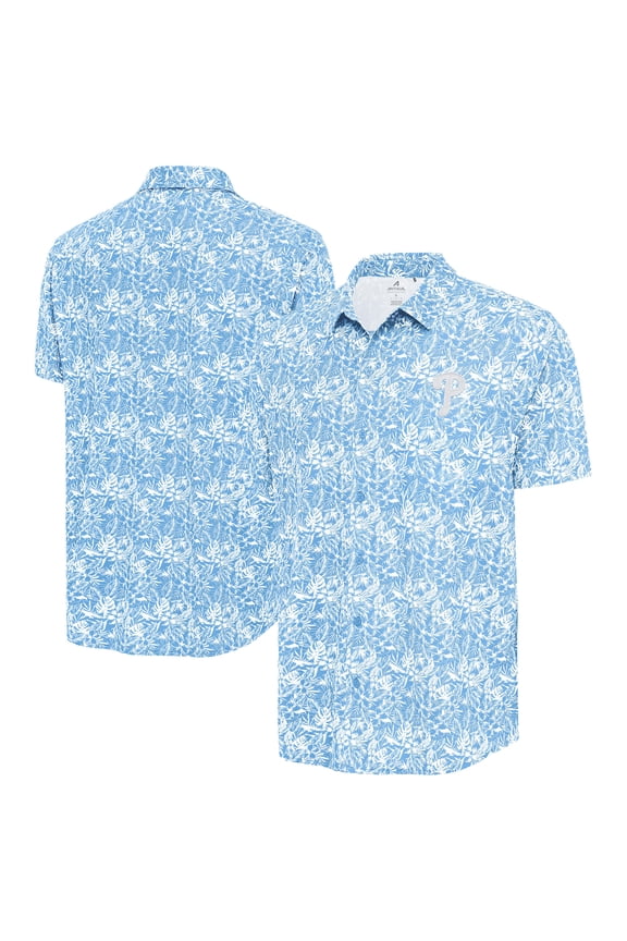 Men's Antigua Powder Blue Philadelphia Phillies Resort Button-Up Shirt