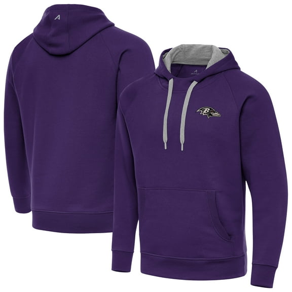 Men's Antigua Purple Baltimore Ravens Brushed Carbon Victory Pullover Hoodie