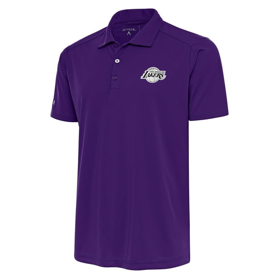 Men's Antigua Purple Los Angeles Lakers Metallic Logo Tribute Desert Dry Polo