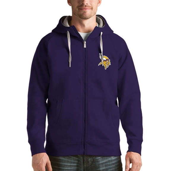 Men's Antigua Purple Minnesota Vikings Victory Full-Zip Hoodie